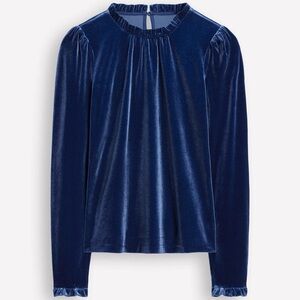 NWT Boden Velvet Frill Neck Top